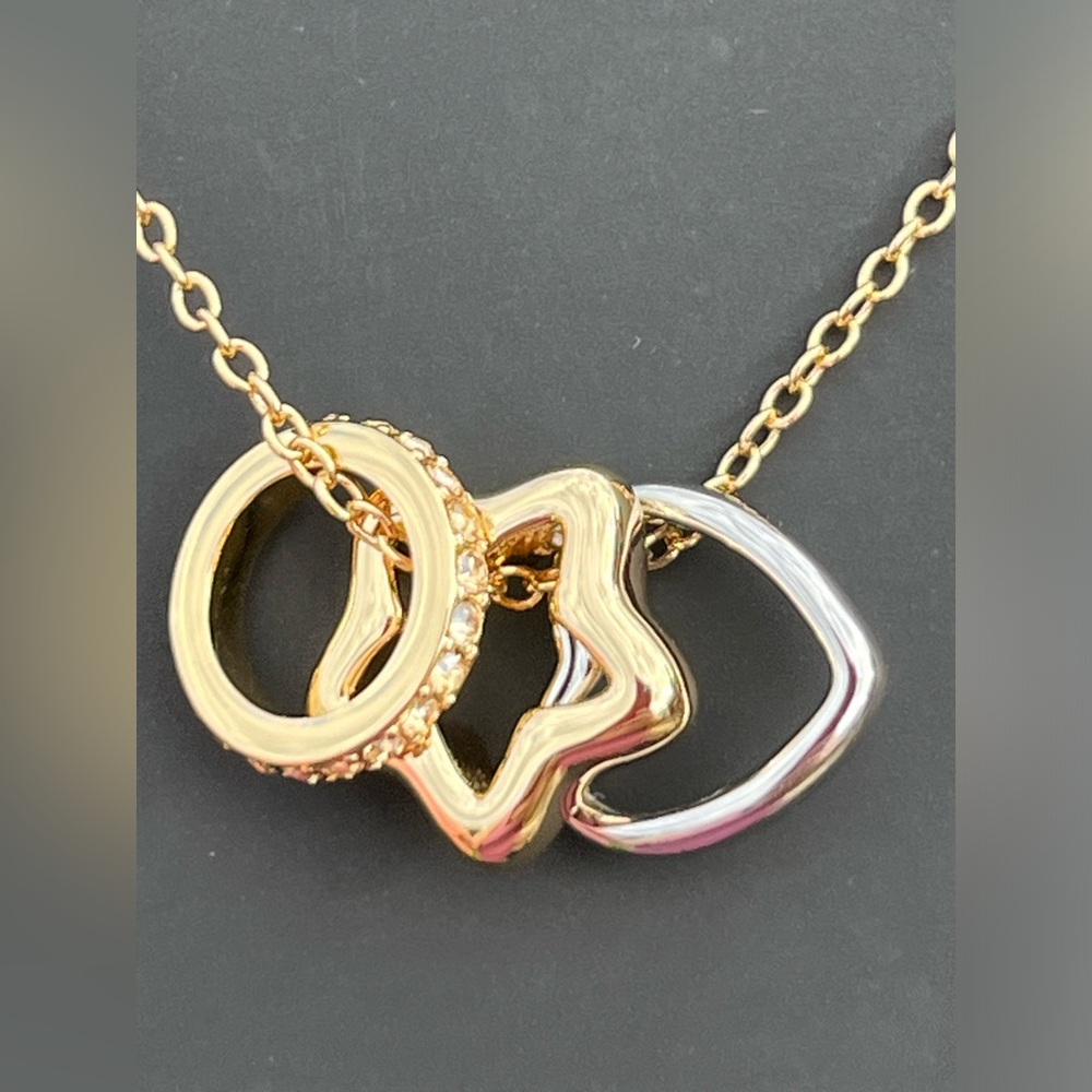 NWT Coach Star-Heart Necklace in Silver and Gold  16in gold chain - Picture 5 of 6